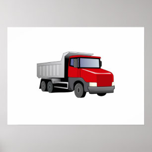 Poster Camion à vidange rouge