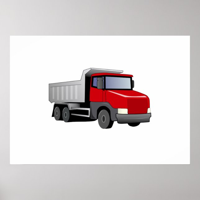 Poster Camion à vidange rouge (Devant)