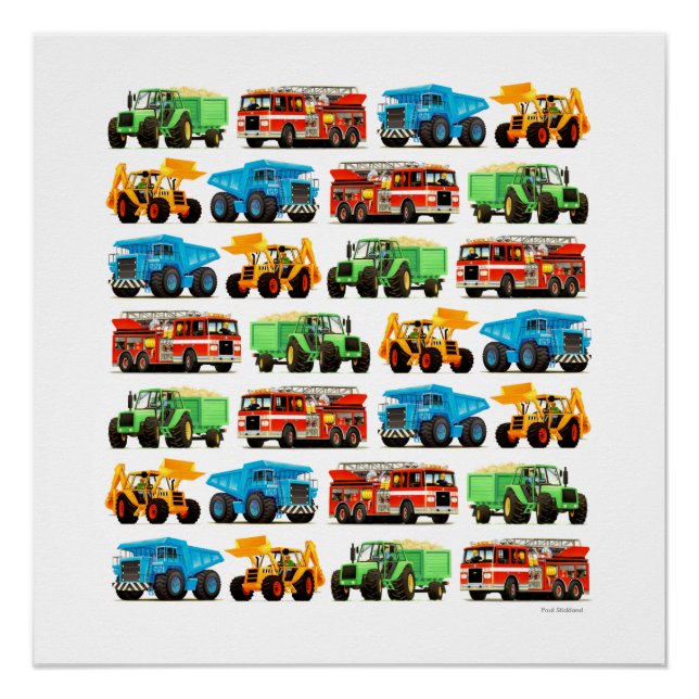 Poster Camion-camion-camionnette-canon pour enfants - cre (Devant)