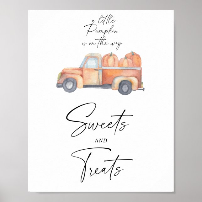 Poster Camion citrouille - baby shower de bonbons et fria (Devant)