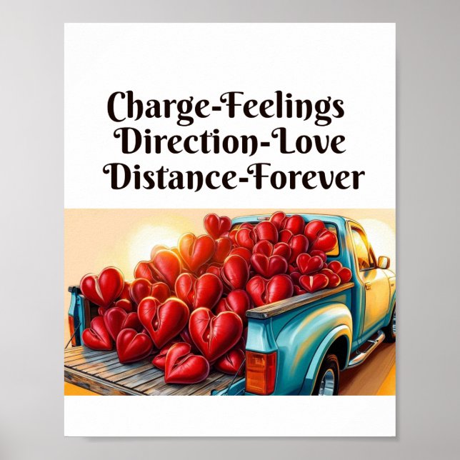 Poster Camion d'amour - Coeur sur roues (Devant)