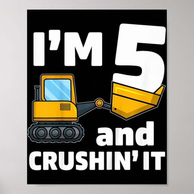 Poster Camion de construction pour enfants 5e anniversair (Devant)