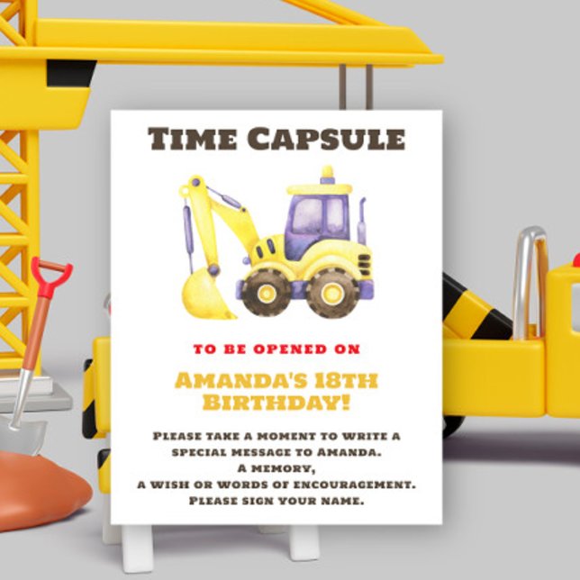Poster Camion de construction Temps Capsule 1er anniversa (Créateur téléchargé)