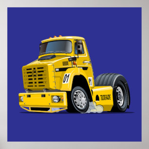 Poster camion de course de dessin animé