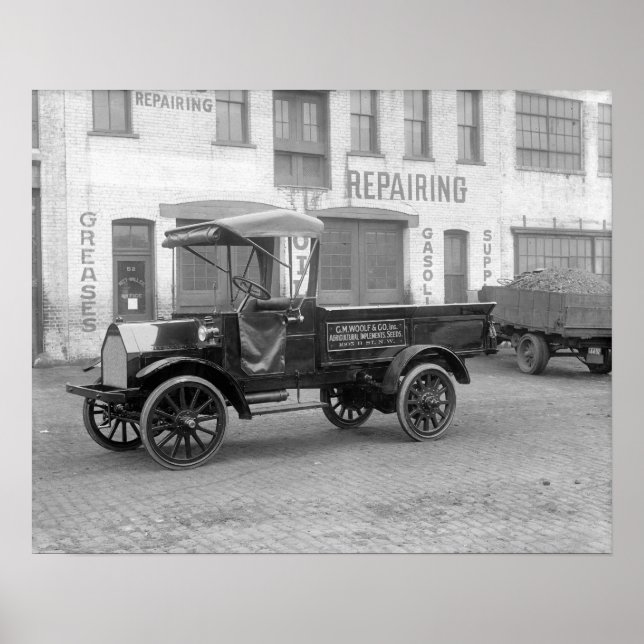 Poster Camion de livraison d'auto, 1915. Photo vintage (Devant)
