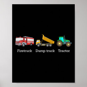 Poster Camion de pompiers Camion à benne Tracteur Anti Tr