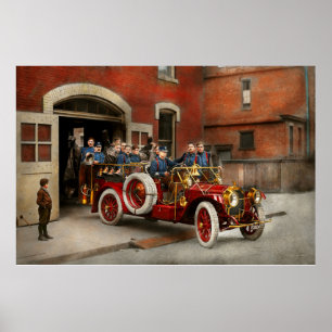 Poster Camion de pompiers - l'escadron 1911 de vol