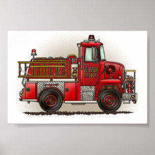 Poster Camion de pompiers volontaires