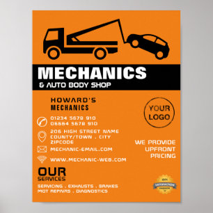 Poster Camion de remorquage, mécanique automobile et répa