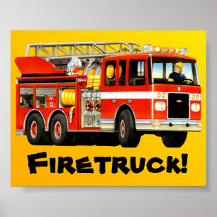 Poster Camion de tir rouge pour enfants