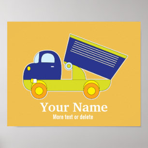 Poster Camion de vidage bleu et vert personnalisé