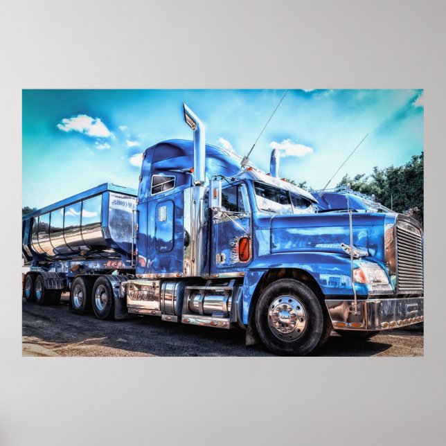 Poster Camion de vidange bleu (Devant)