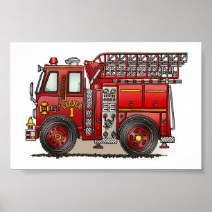 Poster Camion d'incendie échelle