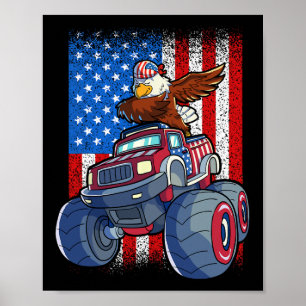Poster Camion Eagle Monster 4 Juillet Boys American Flag