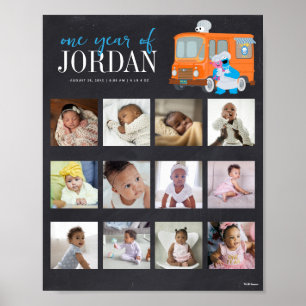 Poster Camion fourrage de la rue Sesame Une année de 12 m