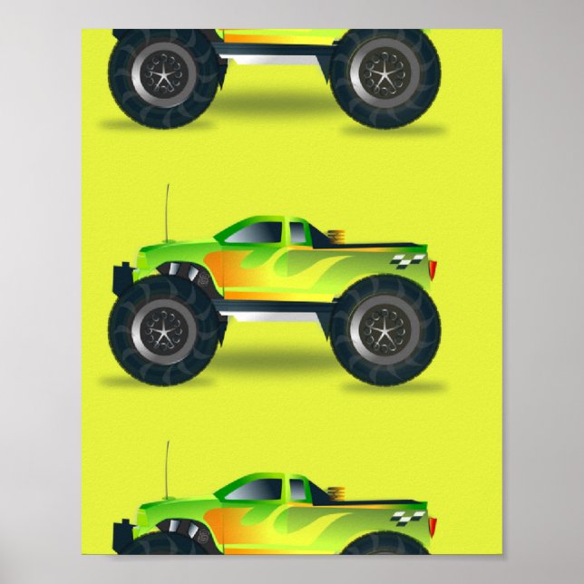 Poster Camion Monster sur le vert citron (Devant)