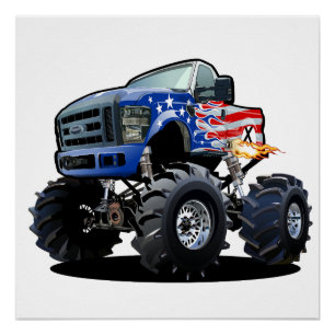 Poster Camion monstre de dessin animé