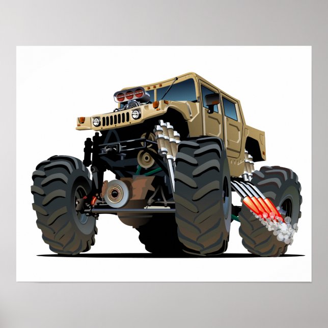 Poster Camion monstre de dessin animé (Devant)