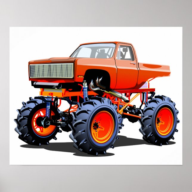 Poster Camion monstre de dessin animé (Devant)