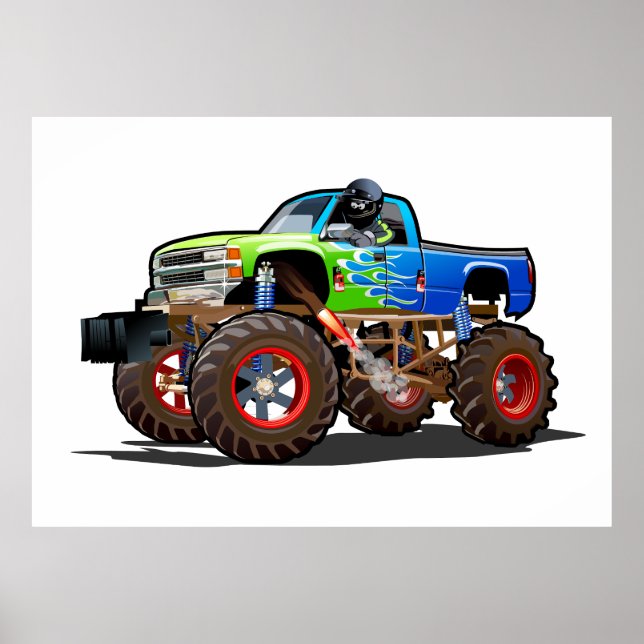 Poster Camion monstre de dessin animé (Devant)