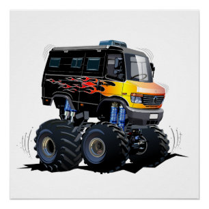 Poster Camion monstre de dessin animé