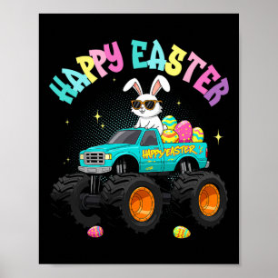 Poster Camion Monstre Lapin Mignon Joyeuses Pâques Pour E
