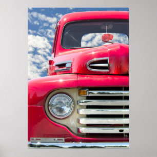 Poster camion rétro rouge avec dés