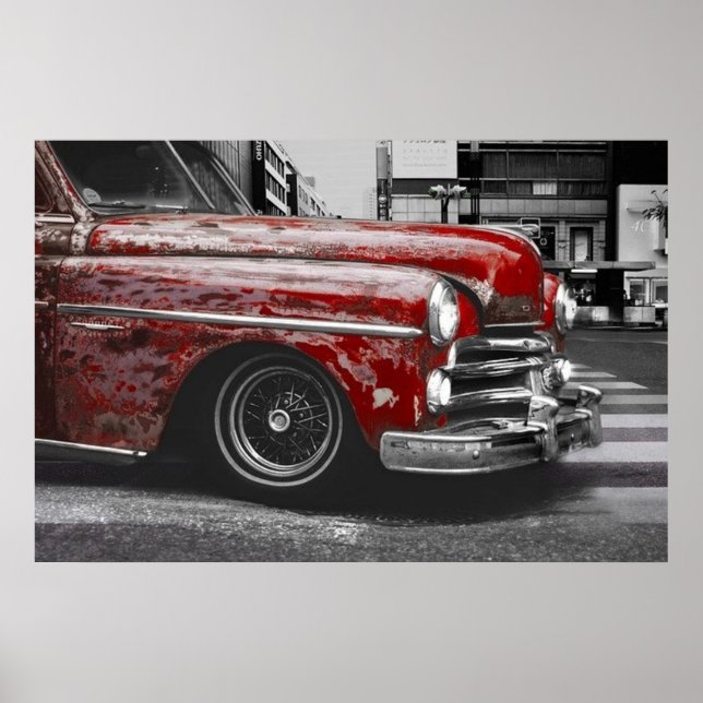 Poster Camion rouge rustique photo (Devant)