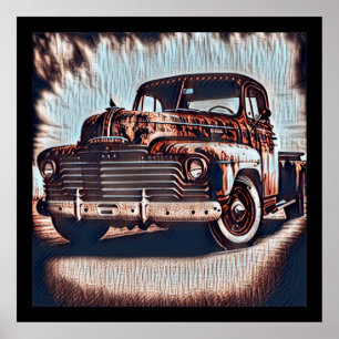 Poster Camion Rustique Grunge - Une beauté Vintage