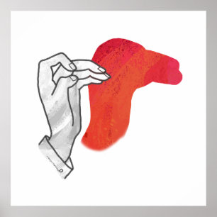Poster Camion Silhouette Main Rouge
