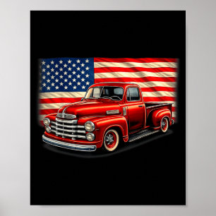 Poster Camionnette Classique Ancienne Fête du 4 Juillet P