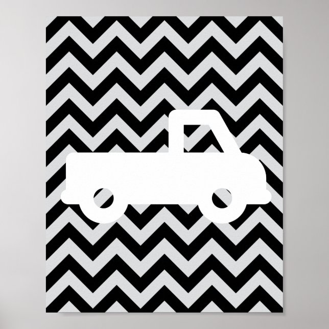 Poster Camions, canards et seaux, Chevron Nursery Wall Ar (Devant)