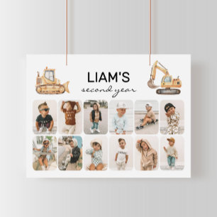 Poster Camions de construction Anniversaire Photo Collage
