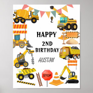 Poster Camions de construction Parti Anniversaire de en