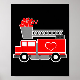 Poster Camions de pompiers chargés d'amour pour la Saint-
