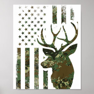 Poster Camo American Flag Chasse de canard cadeau pour El
