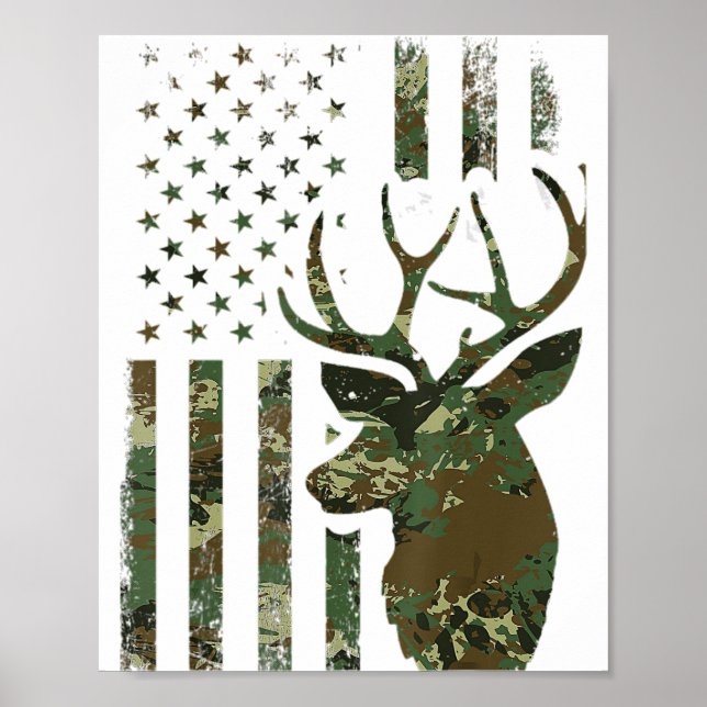Poster Camo American Flag Chasse de canard cadeau pour El (Devant)