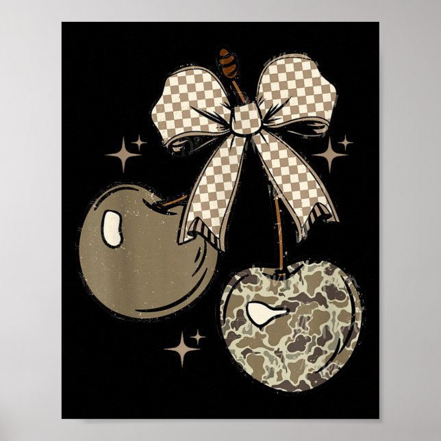 Poster Camo Checkered Cherry Bow, Hunting,checkered Patte (Devant)