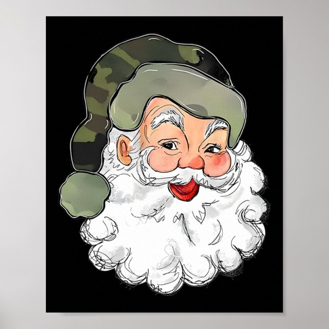 Poster Camo Père Noël Joyeux Enfants de Noël Camouflage F (Devant)