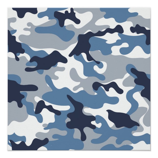 Poster Camouflage bleu et blanc (Devant)