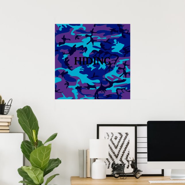 Poster Camouflage bleu foncé et violet Citation personnal (Bureau à domicile)