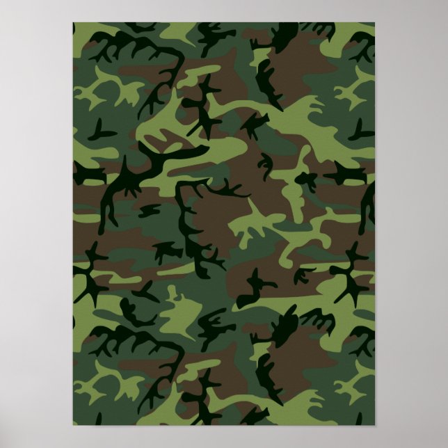 Poster Camouflage Camo Green Brown Pattern (Devant)