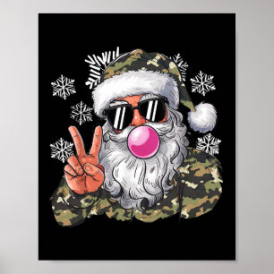 Poster Camouflage de Noël amusant Camo Père Noël Hello Hu