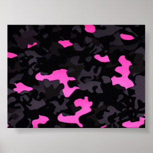 Poster Camouflage noir et rose