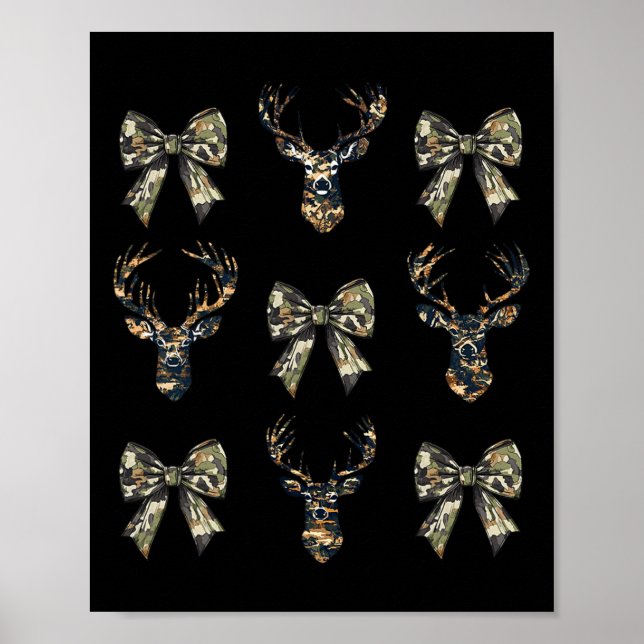 Poster Camouflage Vieux Camo Bow Camo Coquette Bow Deer H (Devant)