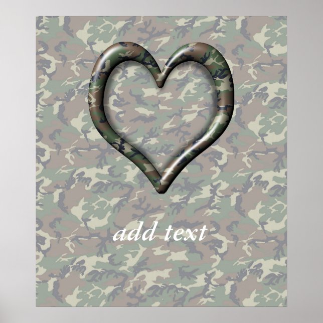 Poster Camouflage Woodland Forest Heart sur Camo (Devant)