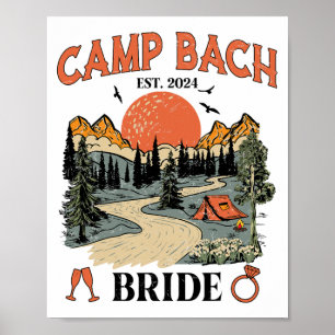 Poster Camp Bach Bride Randonnée Camping Bachelorette Par