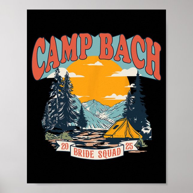 Poster Camp Bach Bride Squad 2025 Camping Rétro Enterreme (Devant)