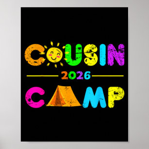Poster Camp de cousins 2026 camping feu de camp vacances 