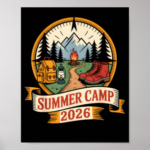 Poster Camp d'été rétro 2026 chef d'équipe hôte smore